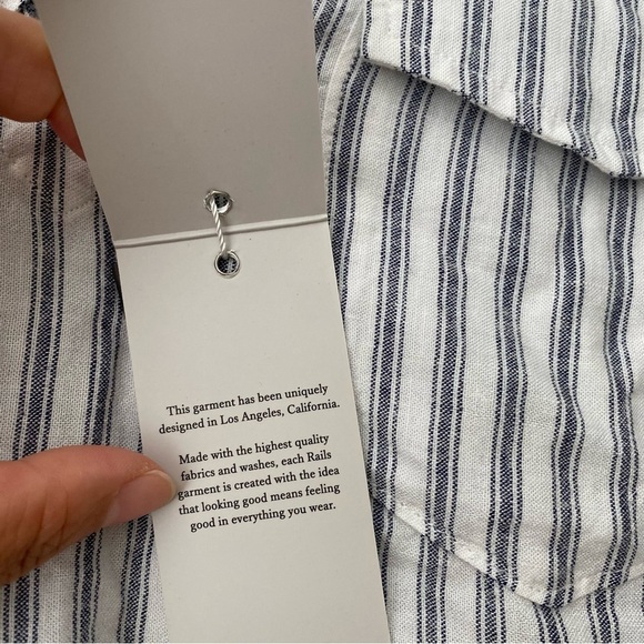 NWT Rails Matea Canela Stripe Linen Blend Lace Up Shirt Blouse Small - Picture 11 of 16